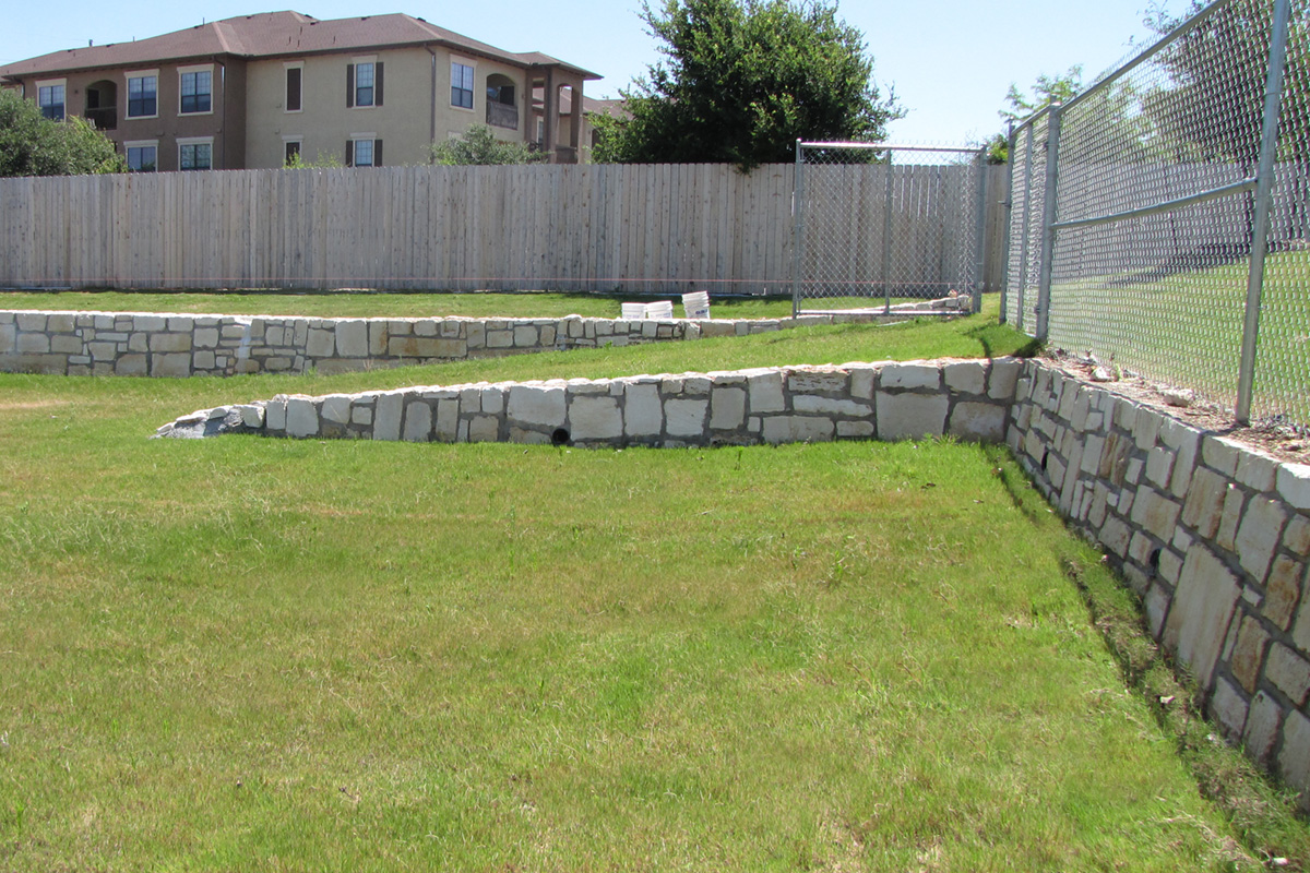 mortared limestone walls